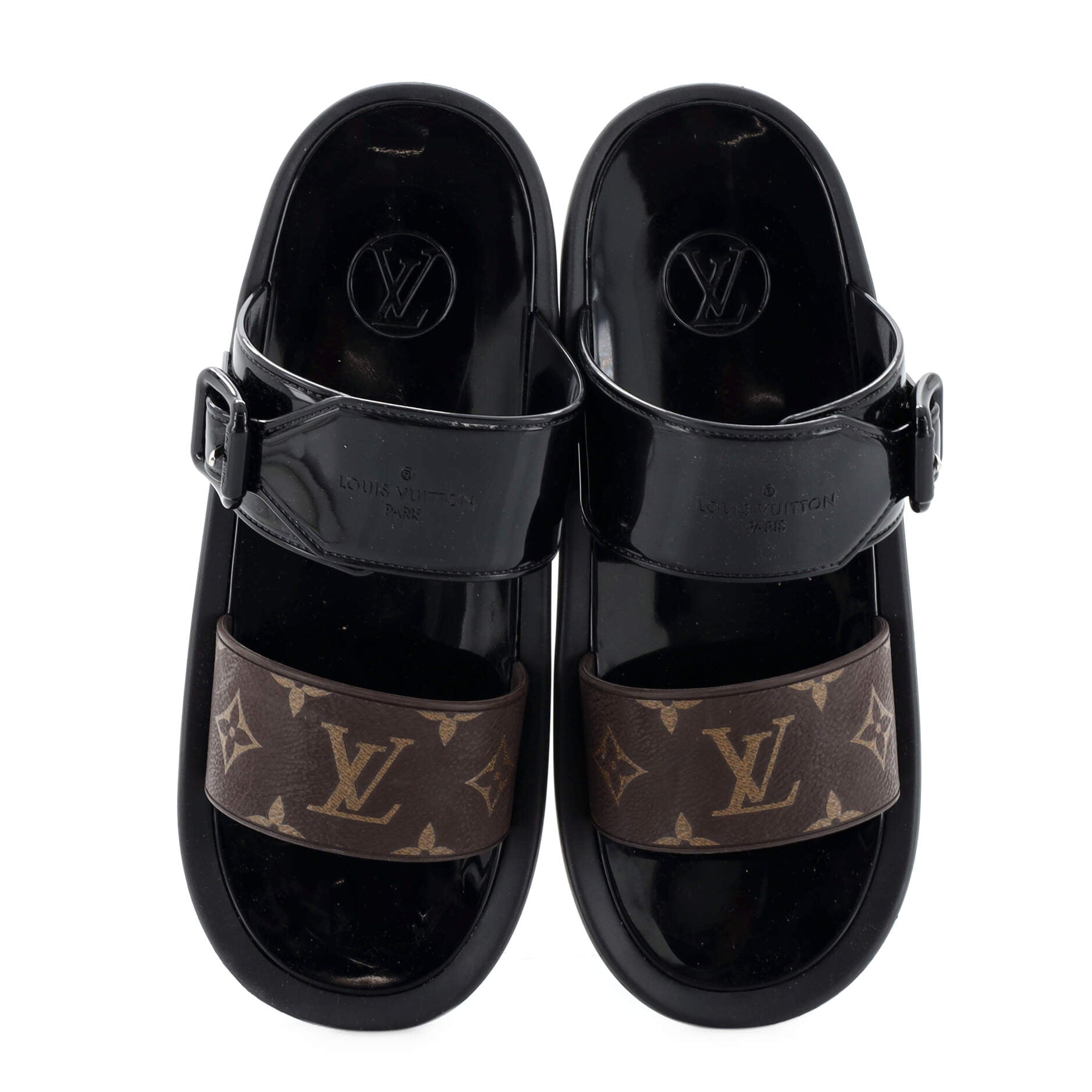 Women's Sunbath Flat Mule Sandals Monogram Canvas and Rubber