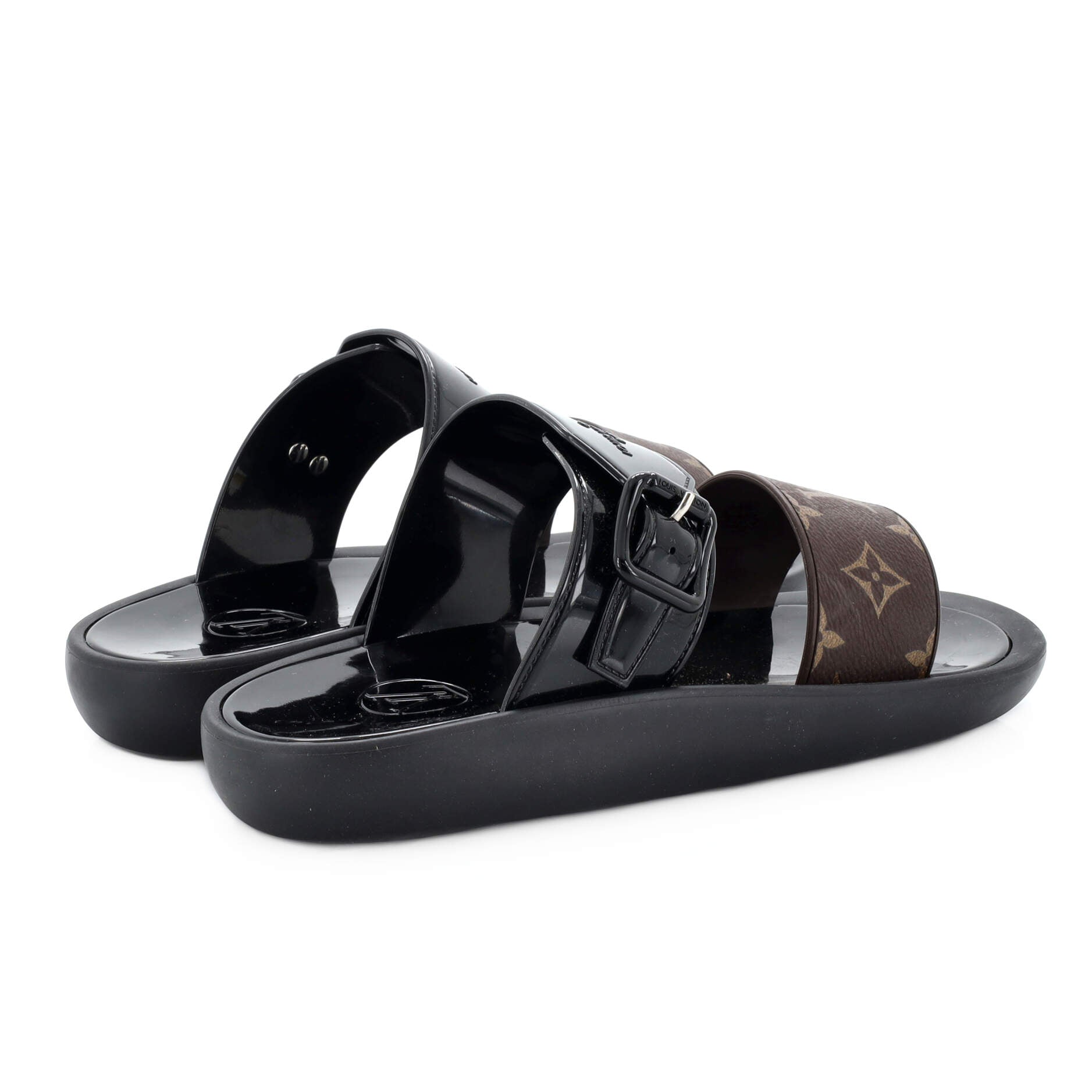 Women's Sunbath Flat Mule Sandals Monogram Canvas and Rubber