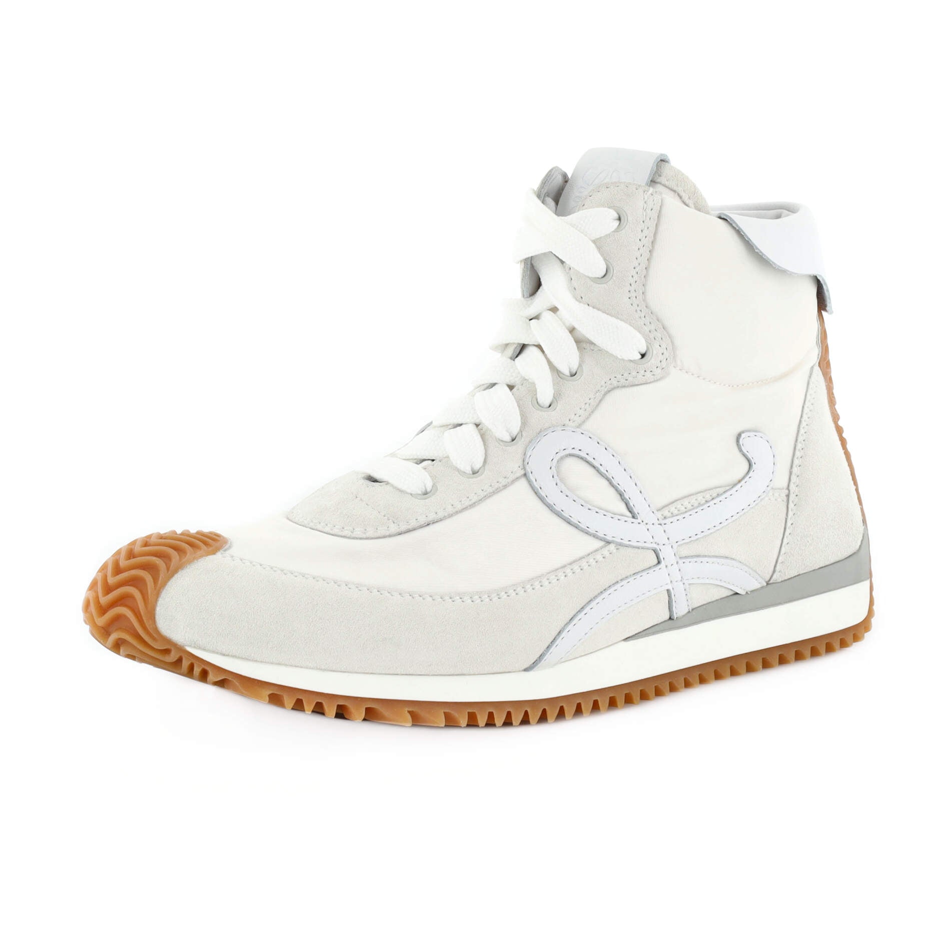 Women's Flow Runner High-Top Sneakers Nylon with Leather and Suede