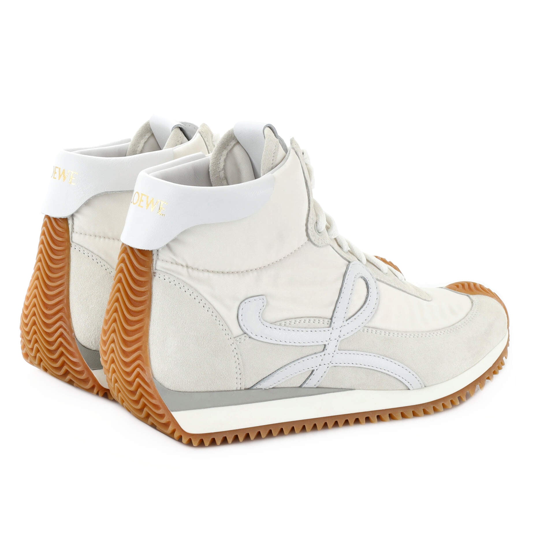 Women's Flow Runner High-Top Sneakers Nylon with Leather and Suede