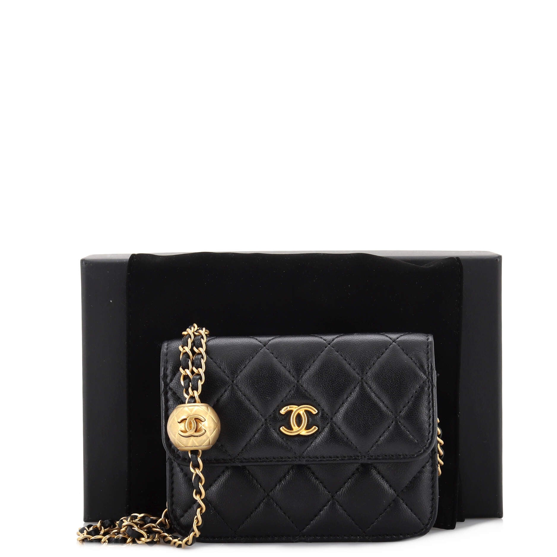 Pearl Crush Flap Clutch with Chain Quilted Lambskin Mini