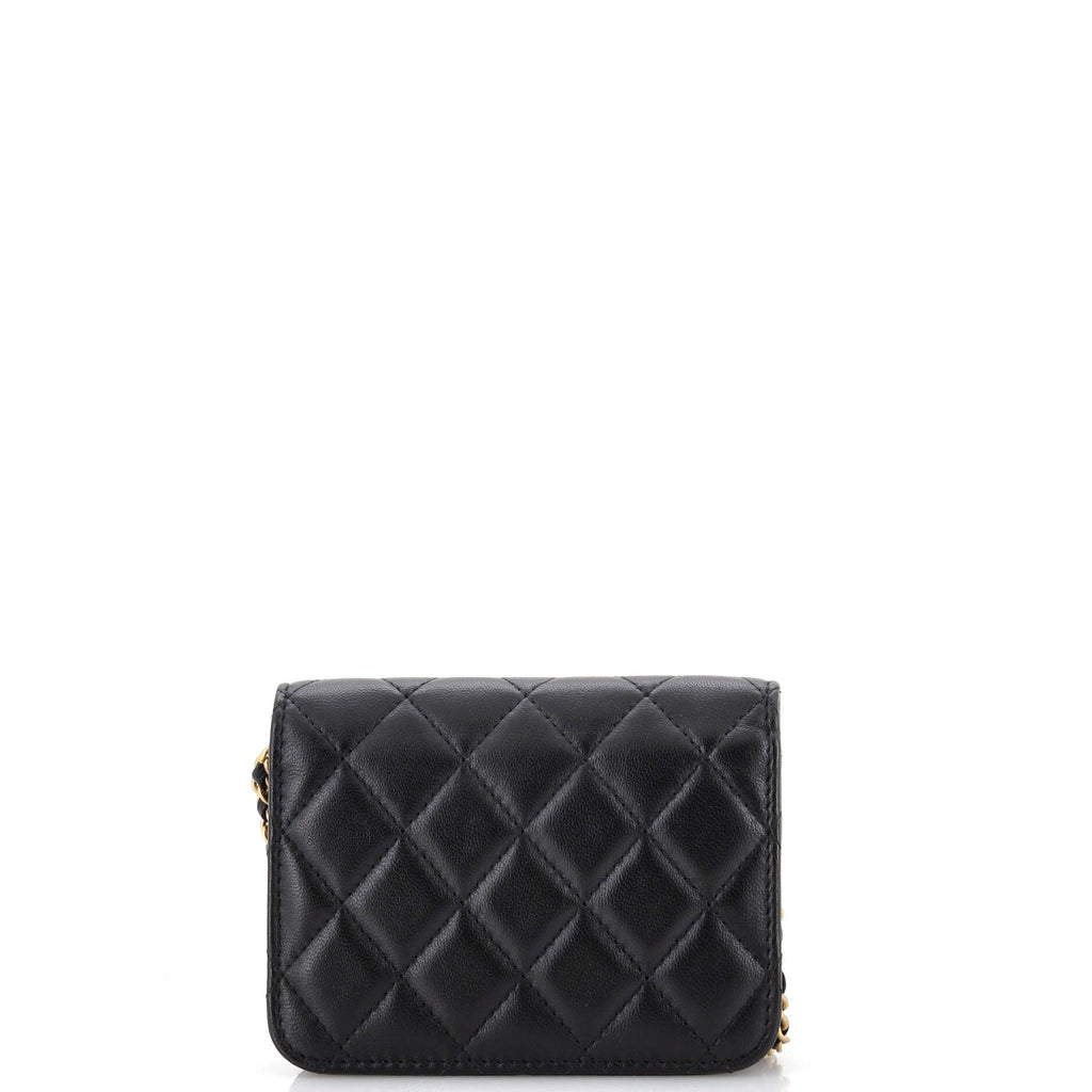Pearl Crush Flap Clutch with Chain Quilted Lambskin Mini