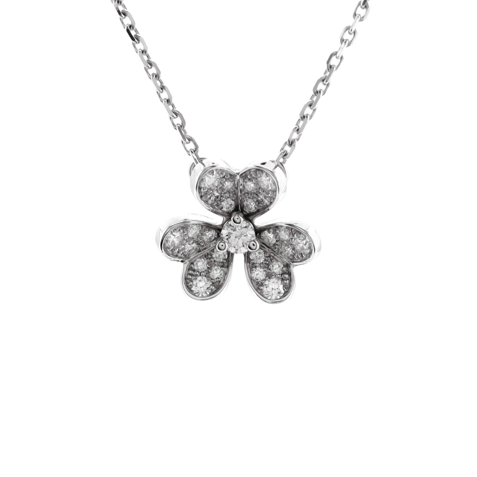 Frivole Pendant Necklace 18K White Gold with Pave Diamonds Mini
