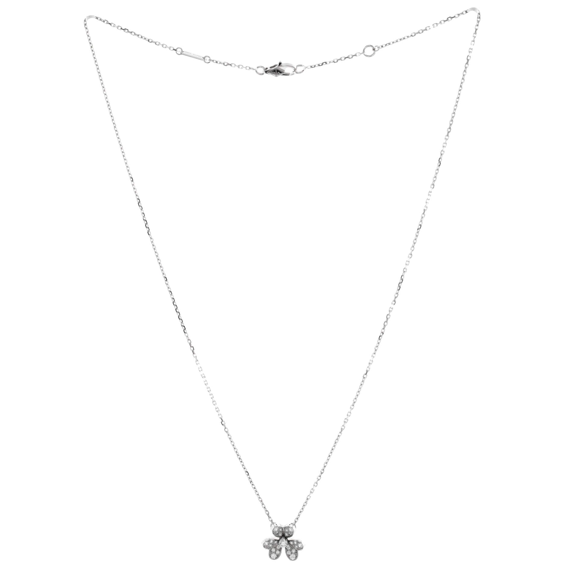 Frivole Pendant Necklace 18K White Gold with Pave Diamonds Mini