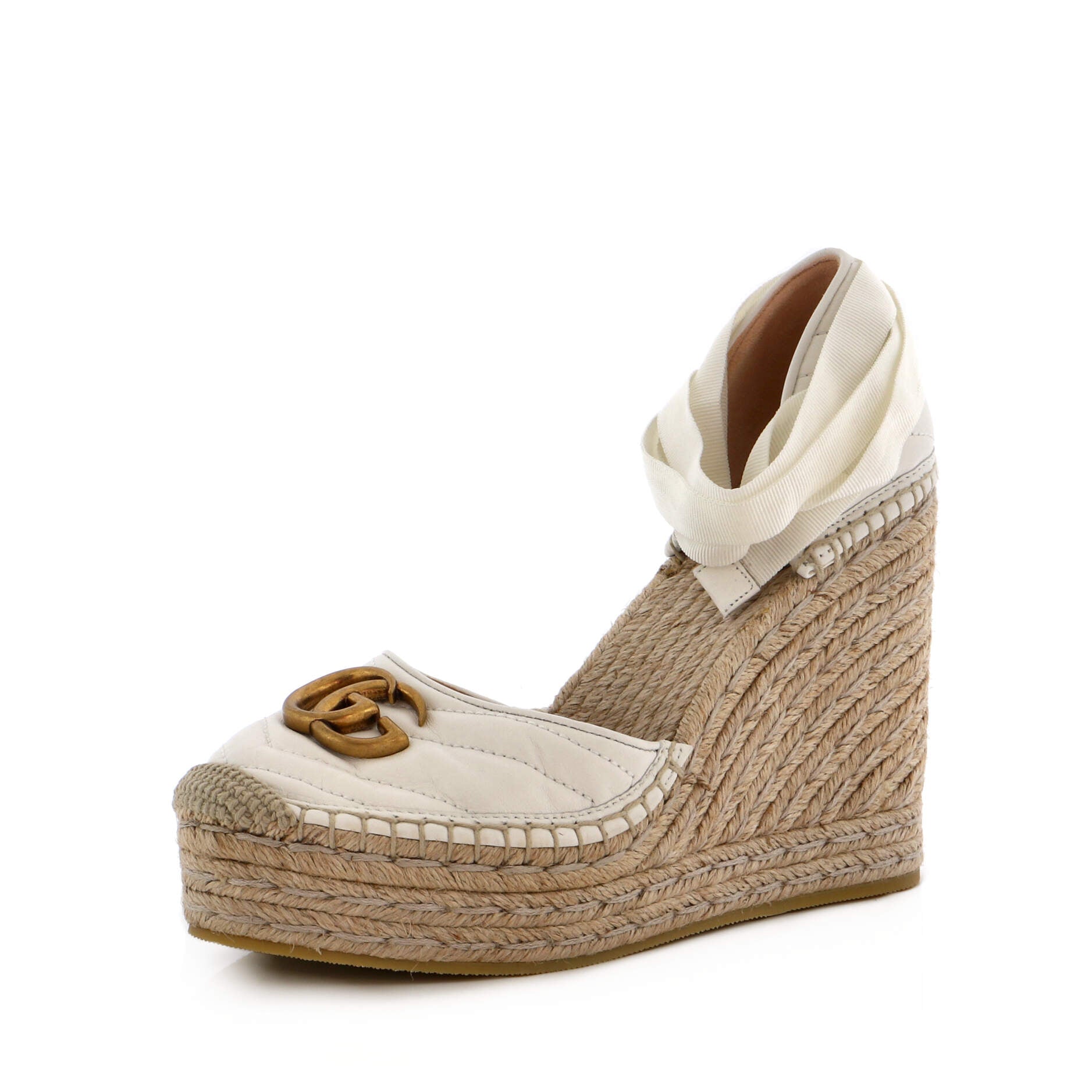 Women's GG Marmont Wedge Espadrilles Matelasse Leather