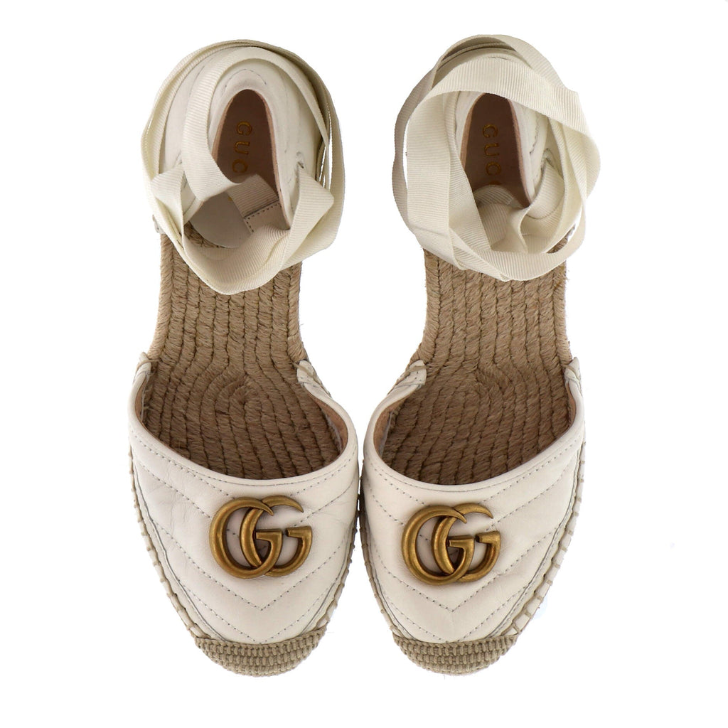 Women's GG Marmont Wedge Espadrilles Matelasse Leather