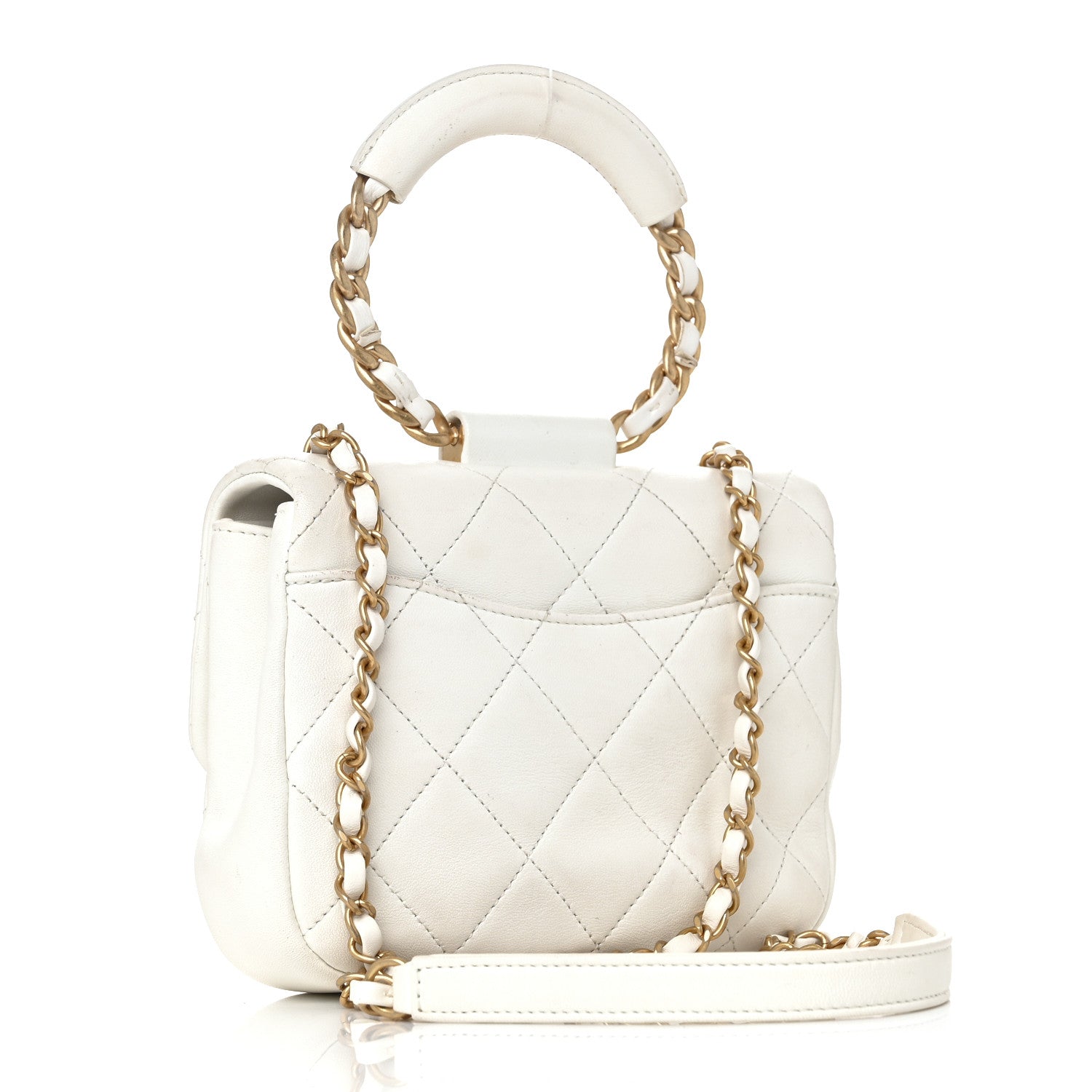 Lambskin Quilted Small In The Loop Handle Flap Bag White