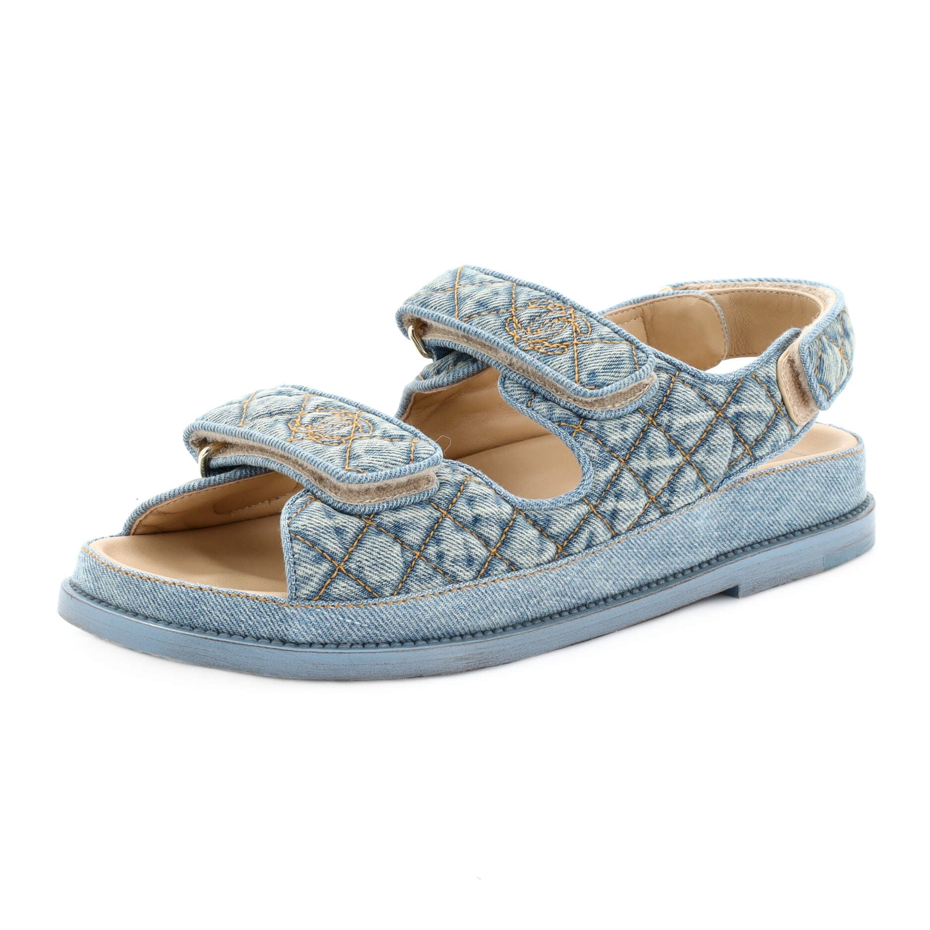 Women's Velcro Dad Sandals Quilted Denim