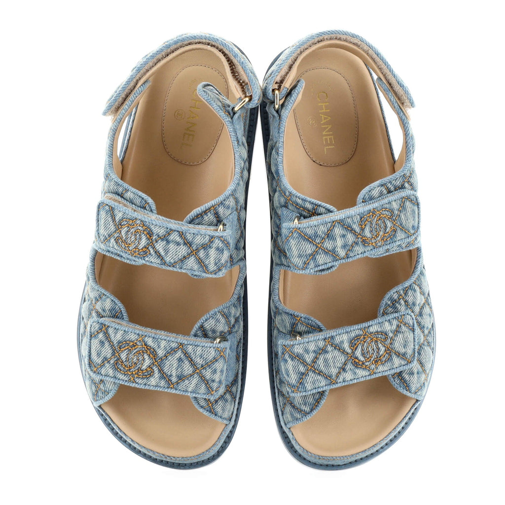 Women's Velcro Dad Sandals Quilted Denim