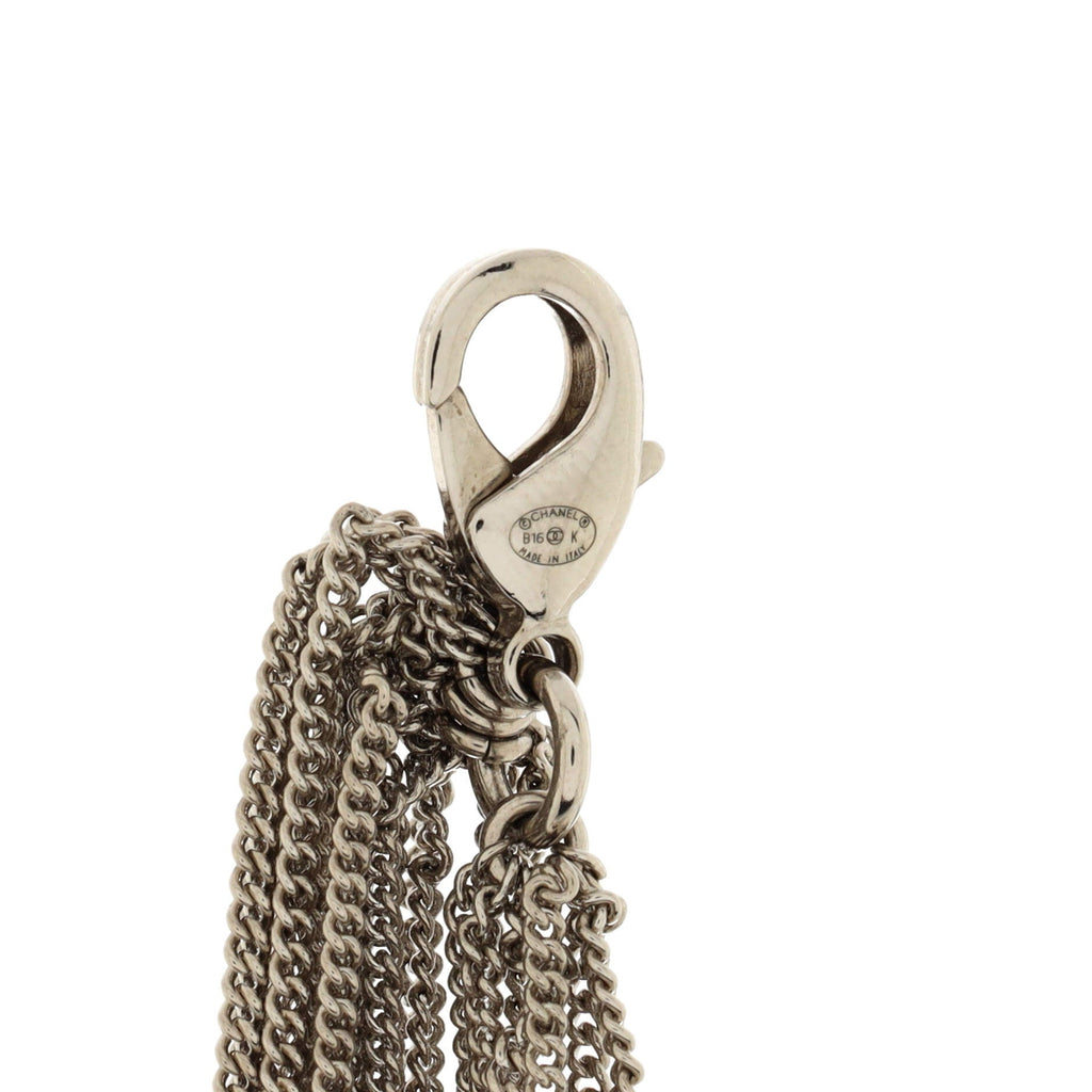 CC Double Peace Emoji Multi Chain Fringe Necklace Metal with Crystals
