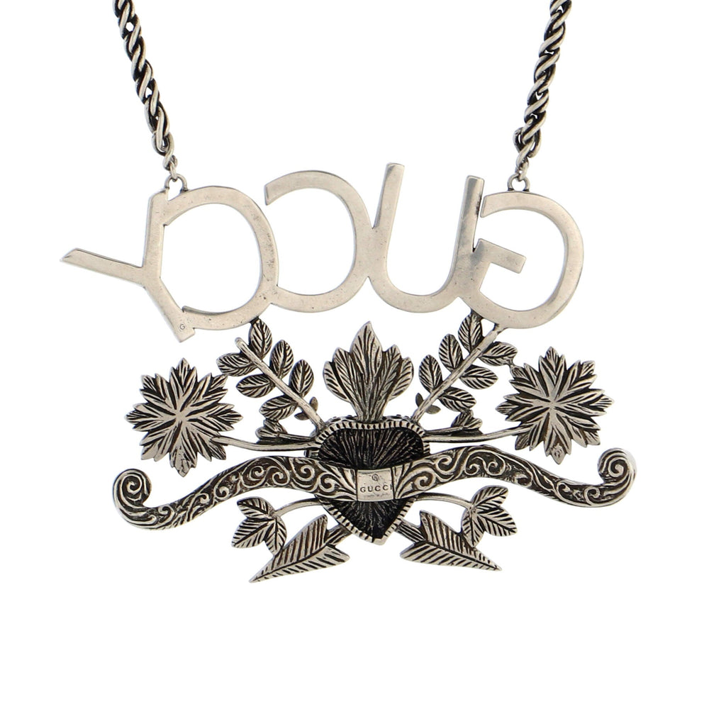 Guccy Cluster Pendant Necklace Metal with Crystals