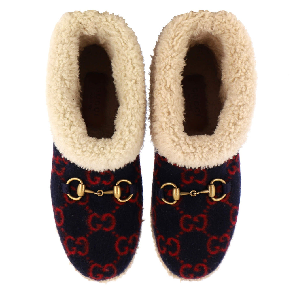 Women's Fria Horsebit Ankle Boots GG Wool and Shearling