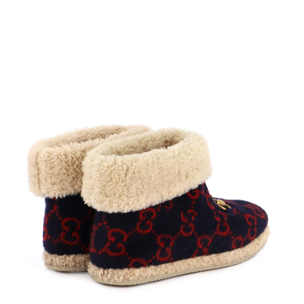 Women's Fria Horsebit Ankle Boots GG Wool and Shearling