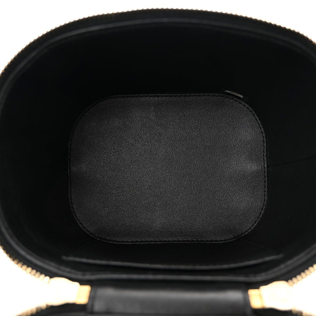 Lambskin Quilted Trendy Vanity Case Black