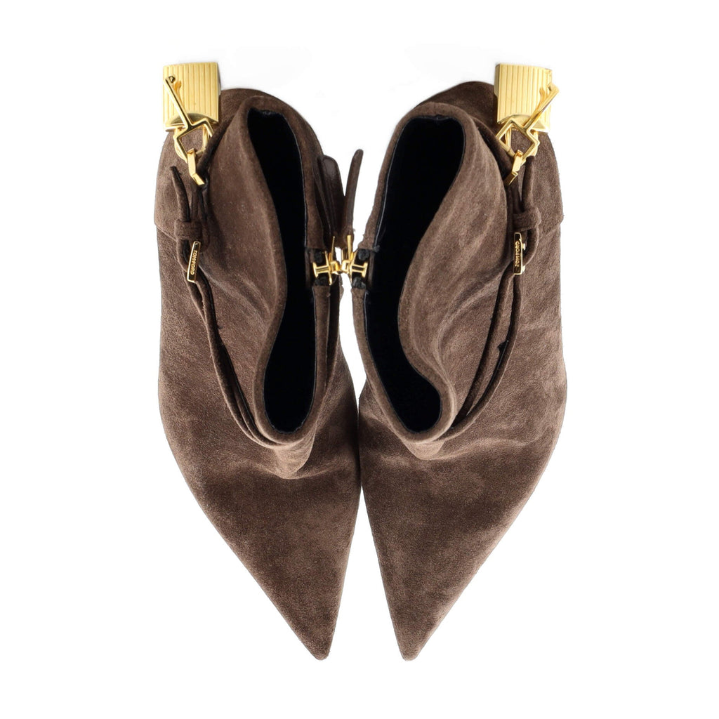 Women's Padlock Heeled Ankle Boots Suede