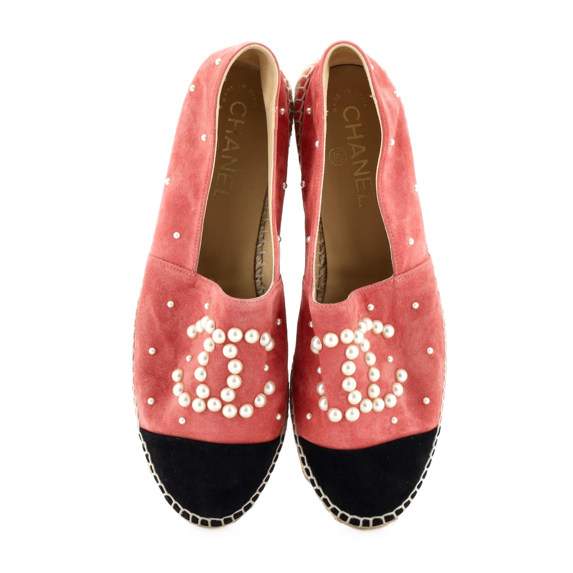 Women's CC Cap Toe Espadrilles Embellished Suede