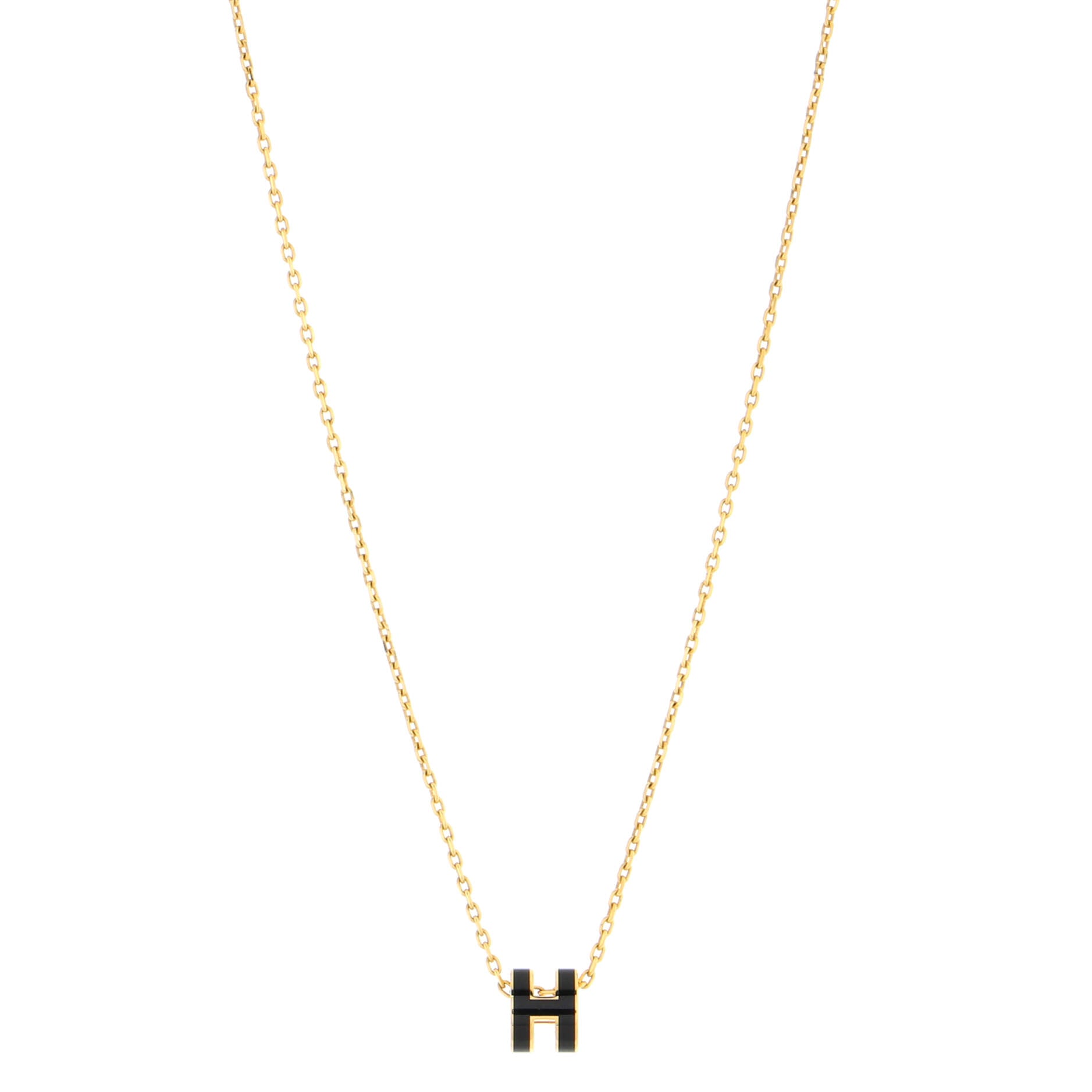 Pop H Pendant Chain Necklace Metal and Enamel Mini