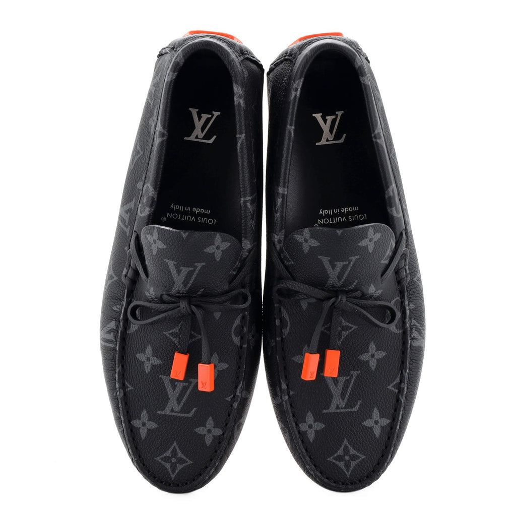 Men's LV Driver Moccasin Loafers Monogram Eclipse Leather