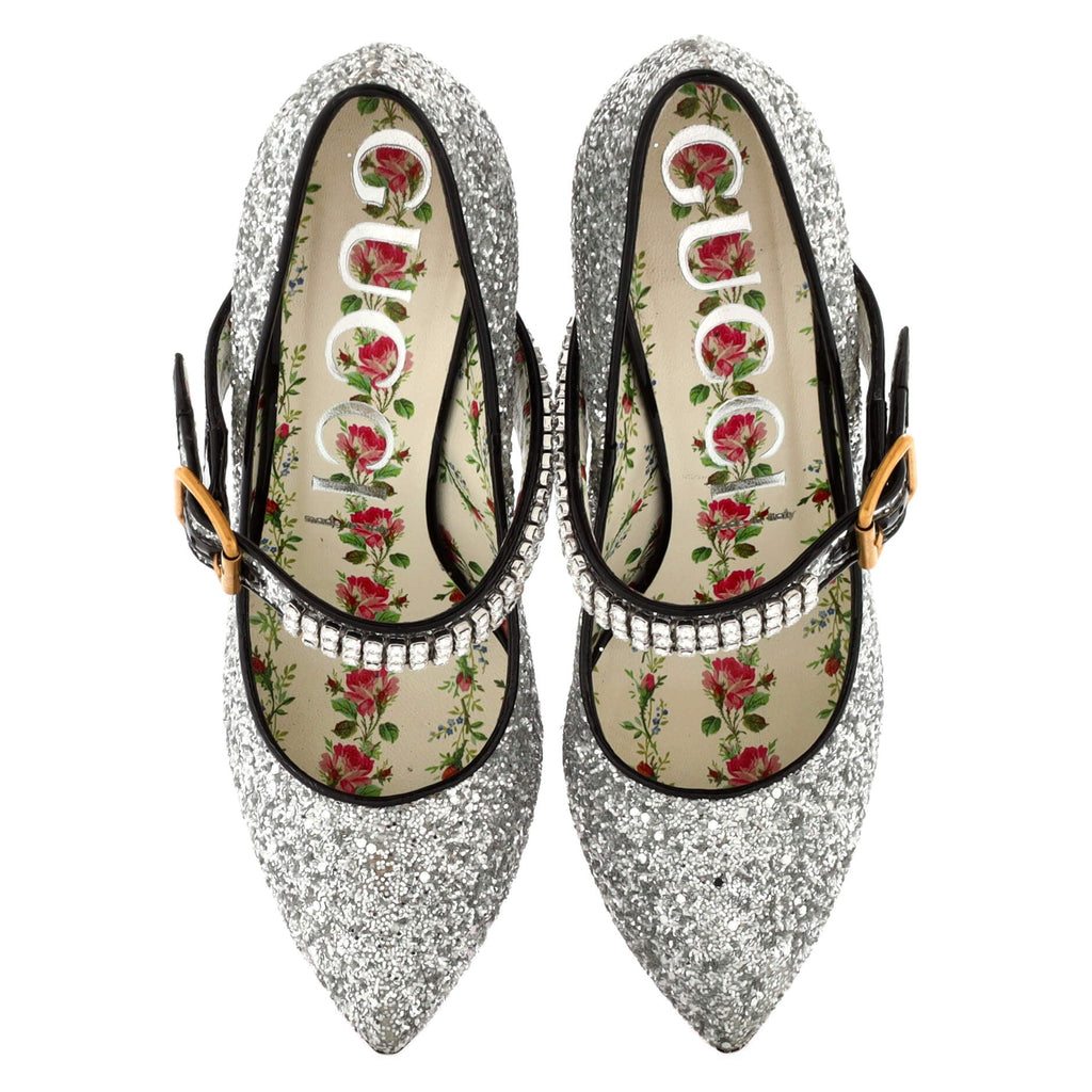 Women's Sylvie Buckle Pumps Glitter with Crystals