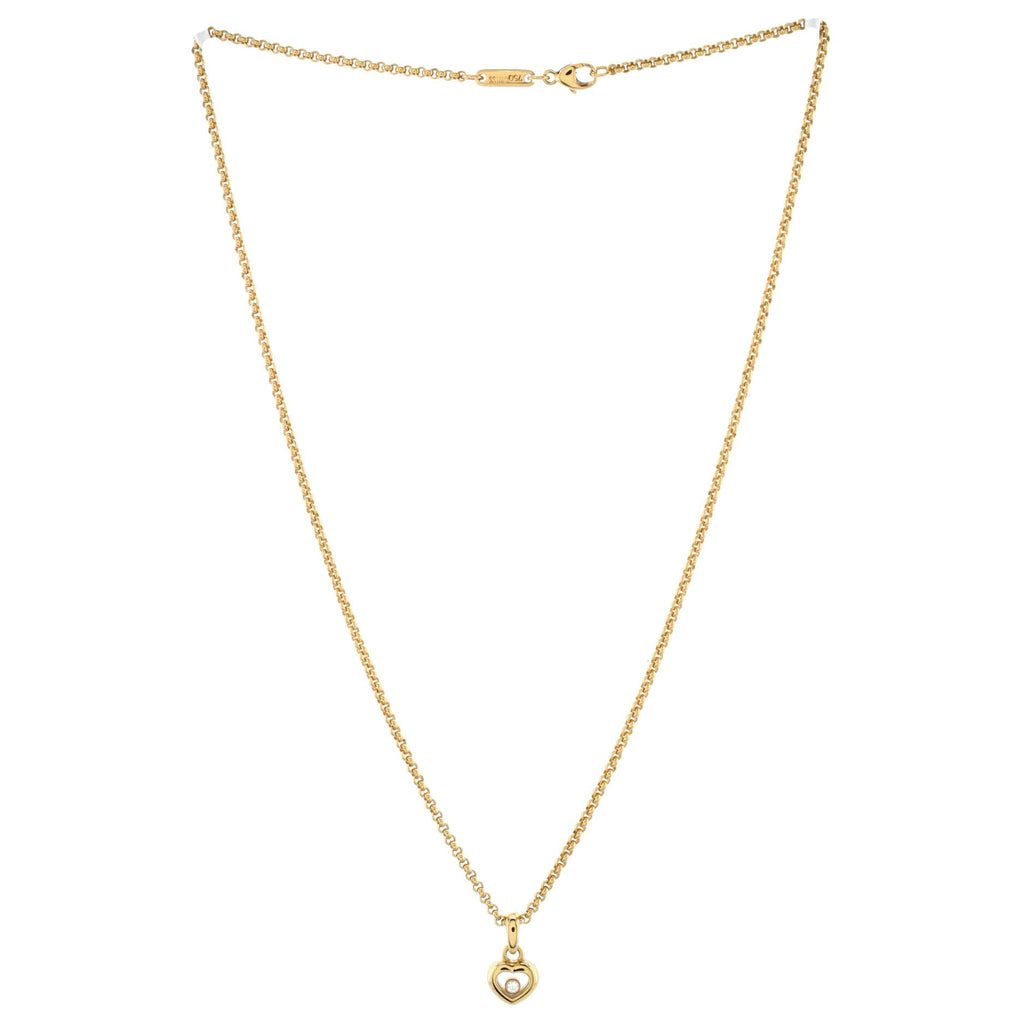 Happy Diamonds Heart Pendant Necklace 18K Yellow Gold with 1 Floating Diamond