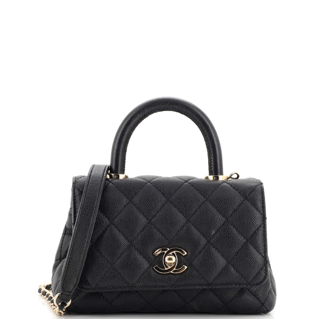 Coco Top Handle Bag Quilted Caviar Extra Mini