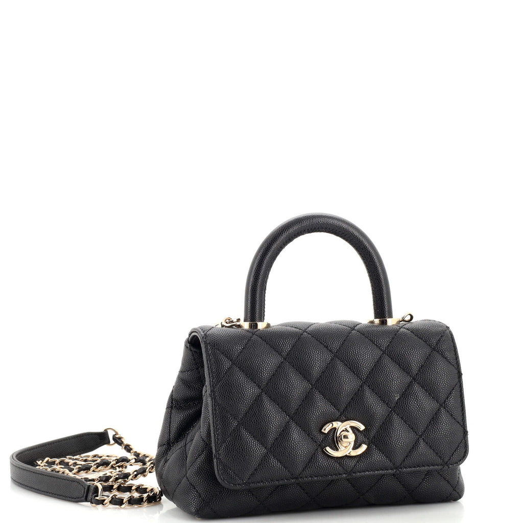 Coco Top Handle Bag Quilted Caviar Extra Mini