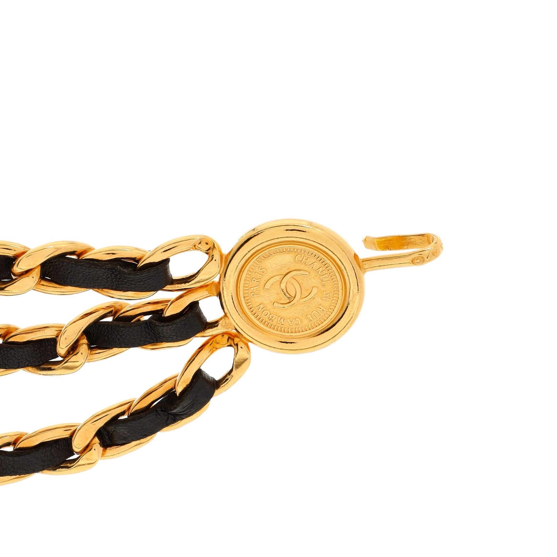 Vintage Multi-Chain Medallion Belt Metal and Leather 85