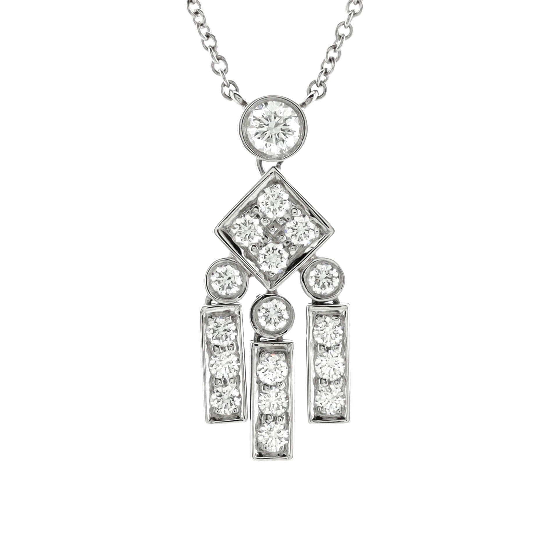 Legacy Geometric Pendant Necklace Platinum with Diamonds