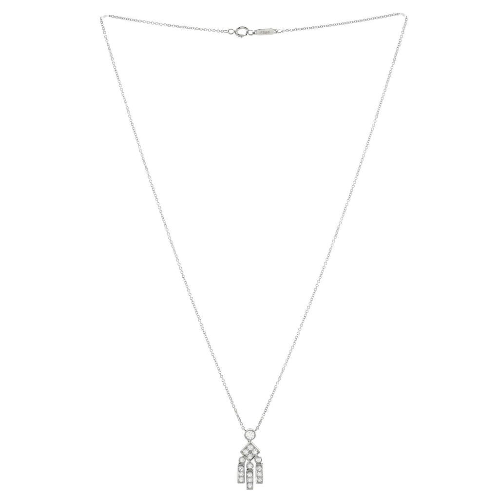 Legacy Geometric Pendant Necklace Platinum with Diamonds