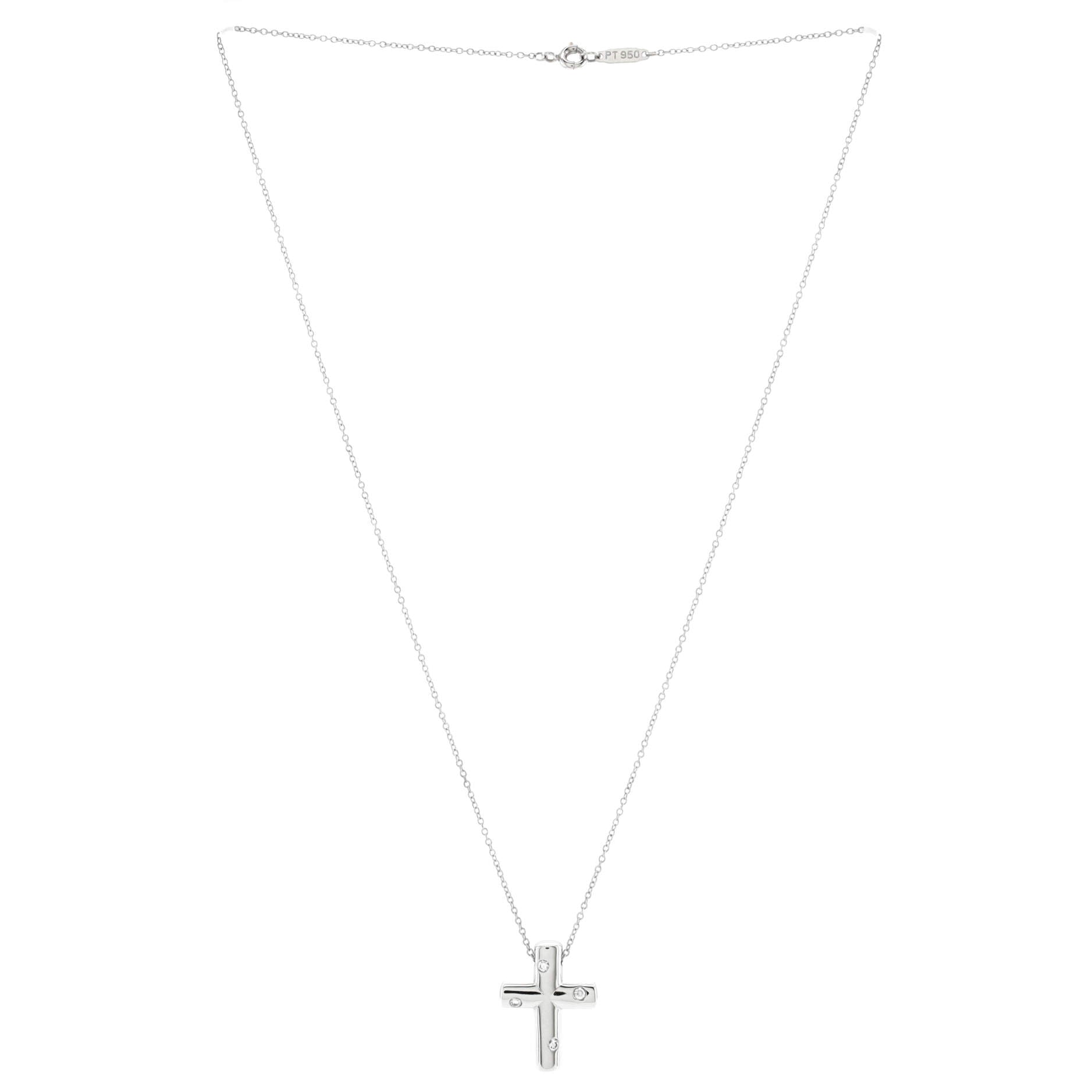 Etoile Cross Pendant Necklace Platinum with Diamonds