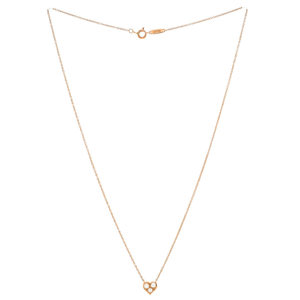 Sentimental Heart 3 Diamond Pendant Necklace 18K Rose Gold with Diamonds