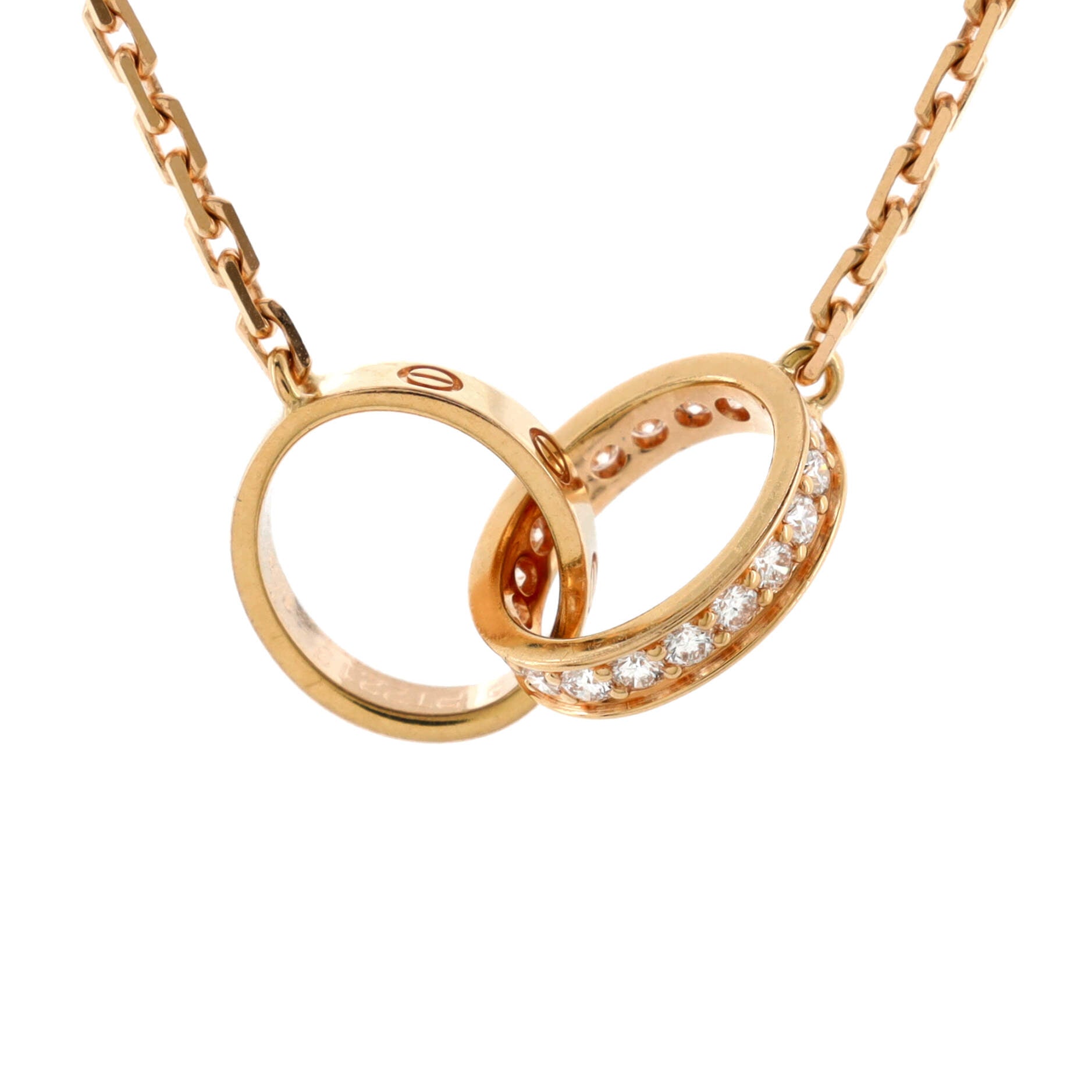 Love Interlocking Necklace 18K Rose Gold with Diamonds