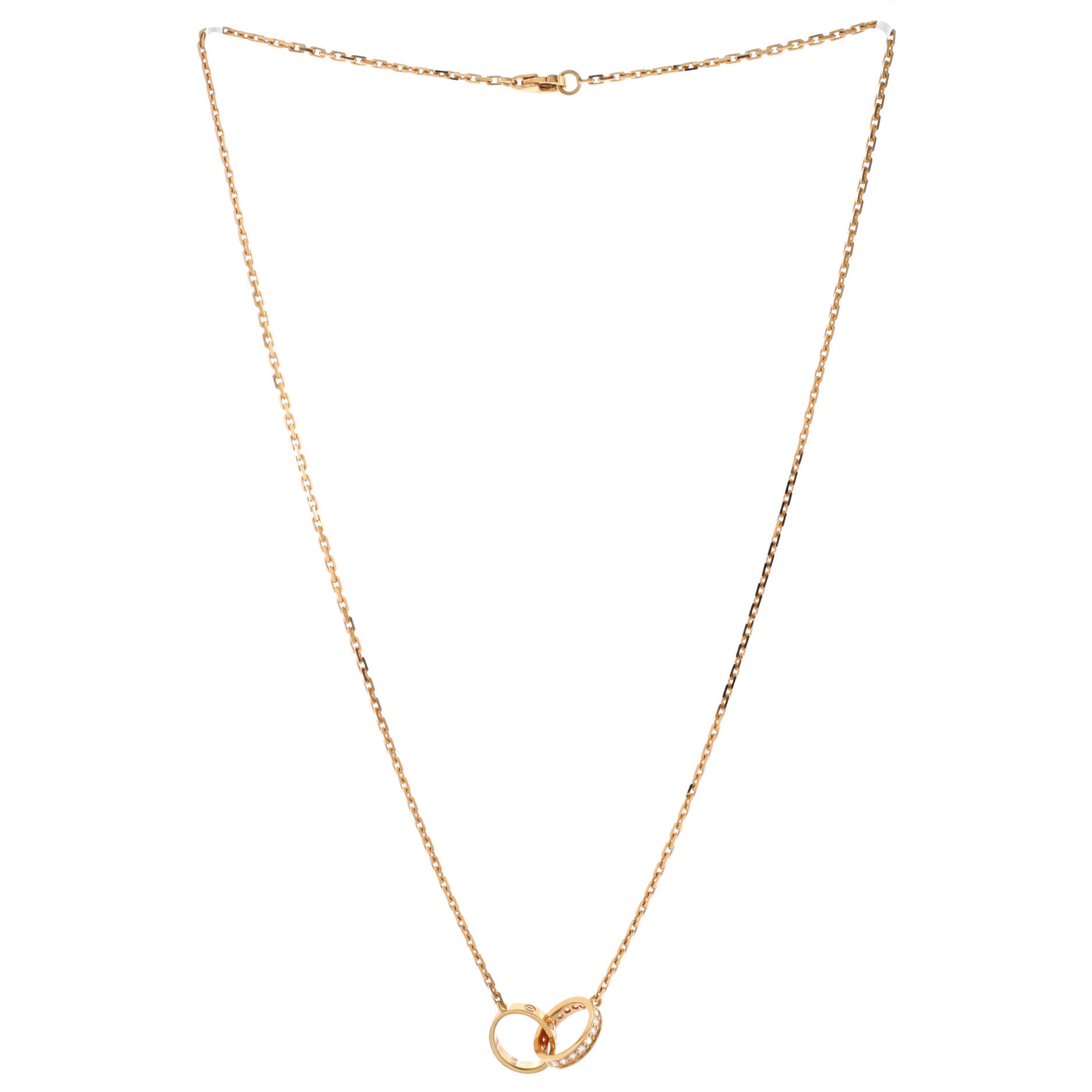 Love Interlocking Necklace 18K Rose Gold with Diamonds