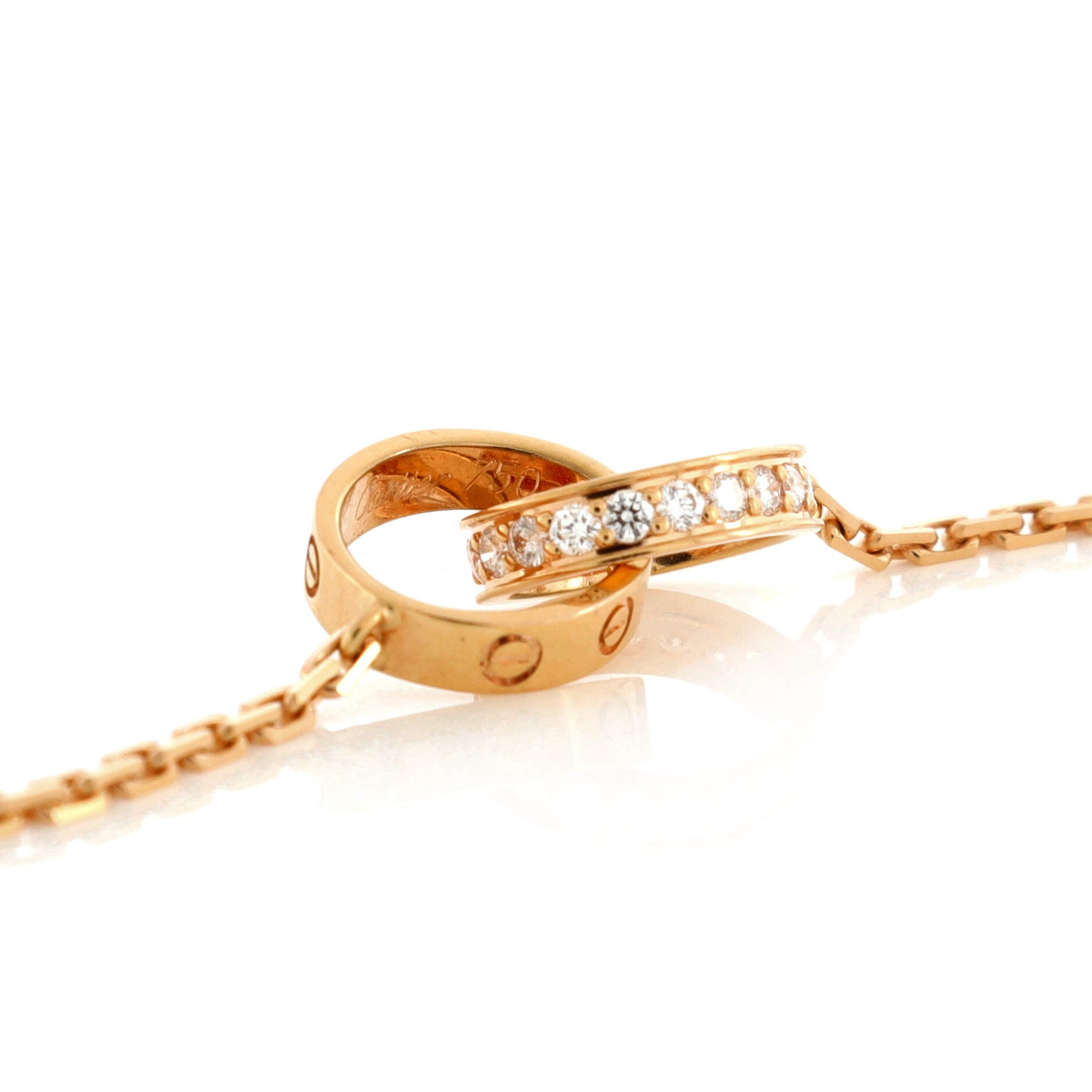 Love Interlocking Necklace 18K Rose Gold with Diamonds