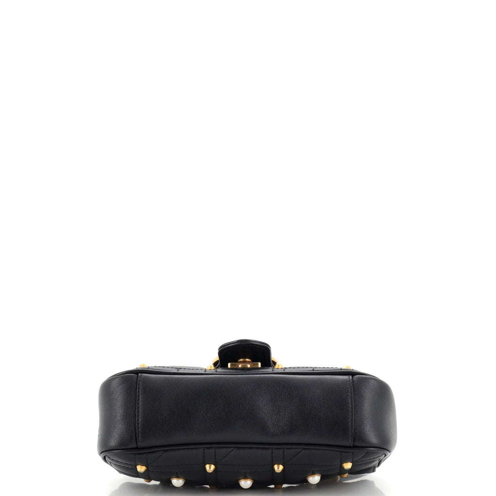 Pearly GG Marmont Flap Bag Embellished Matelasse Leather Mini