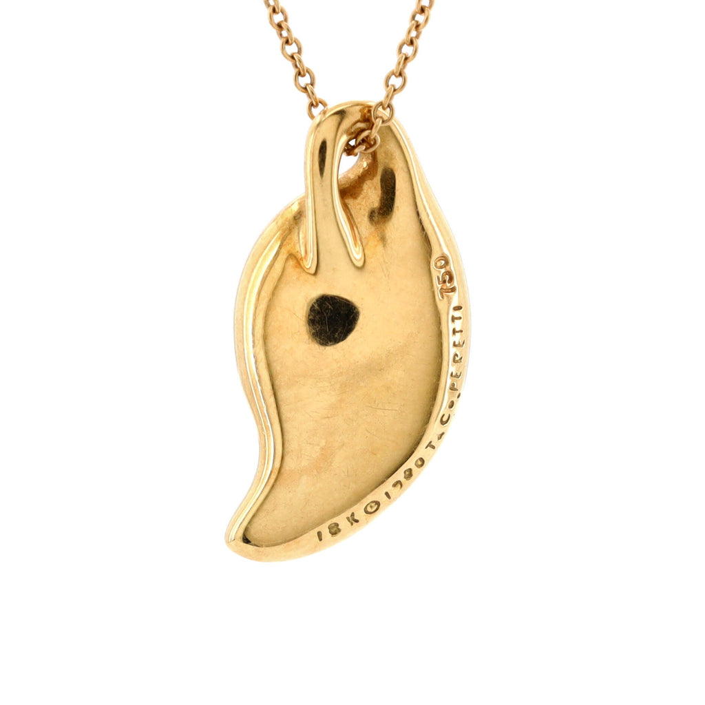 Elsa Peretti Leaf Pendant Necklace 18K Yellow Gold