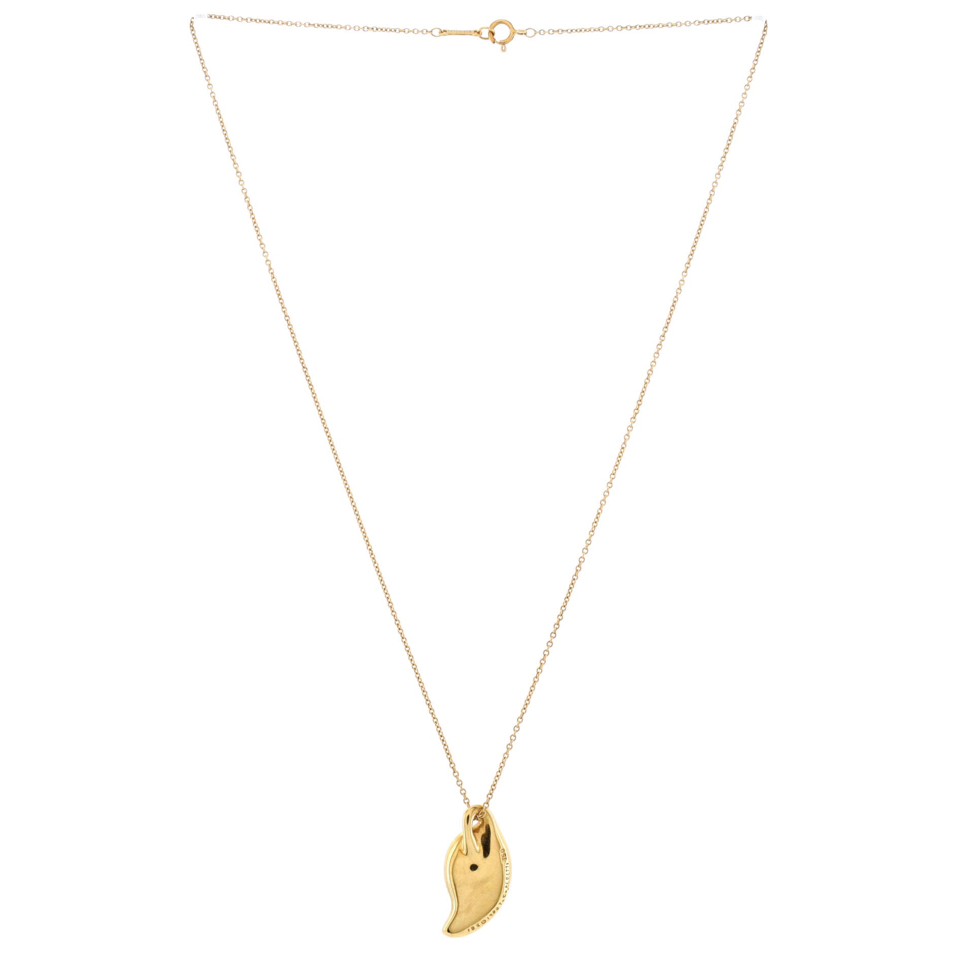 Elsa Peretti Leaf Pendant Necklace 18K Yellow Gold