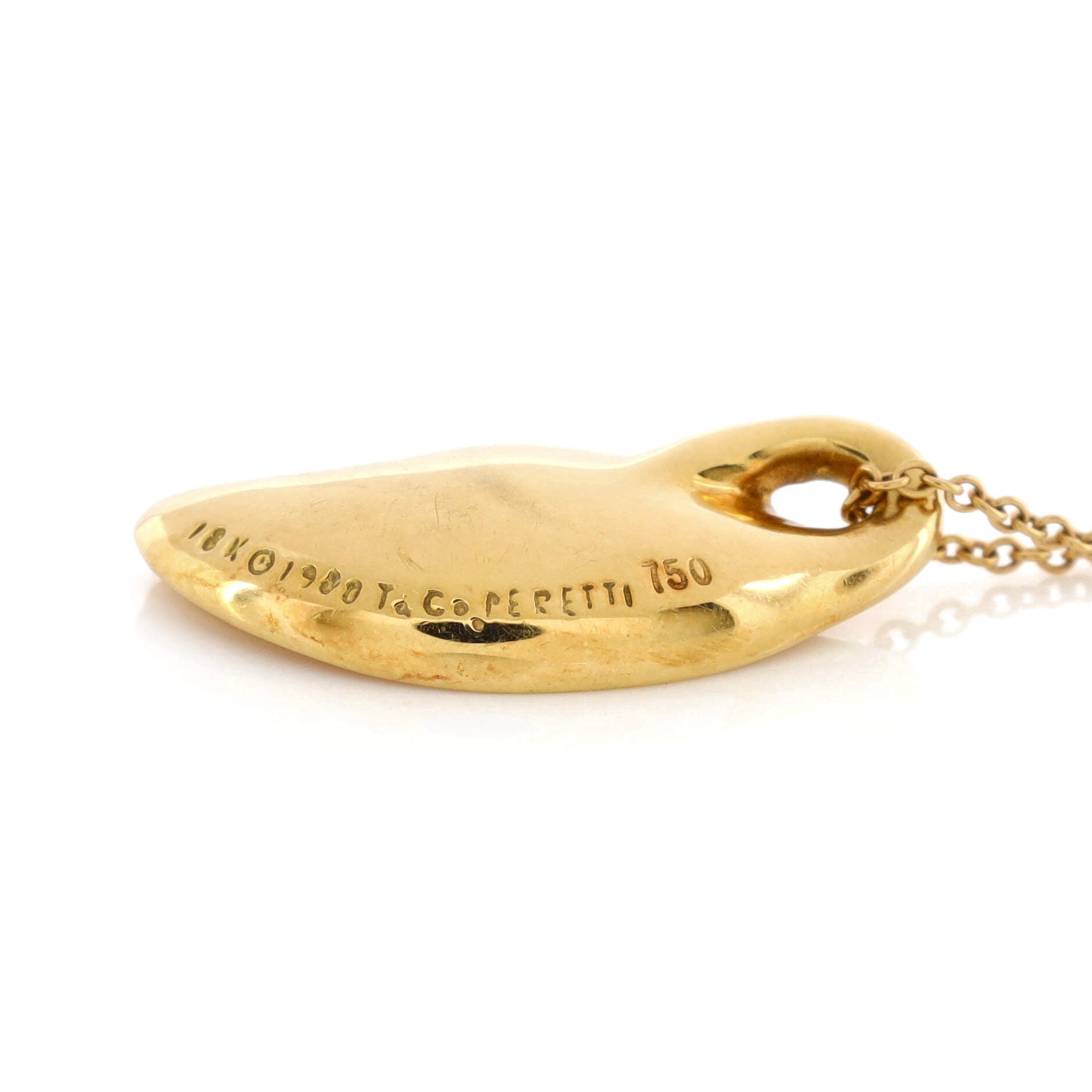Elsa Peretti Leaf Pendant Necklace 18K Yellow Gold