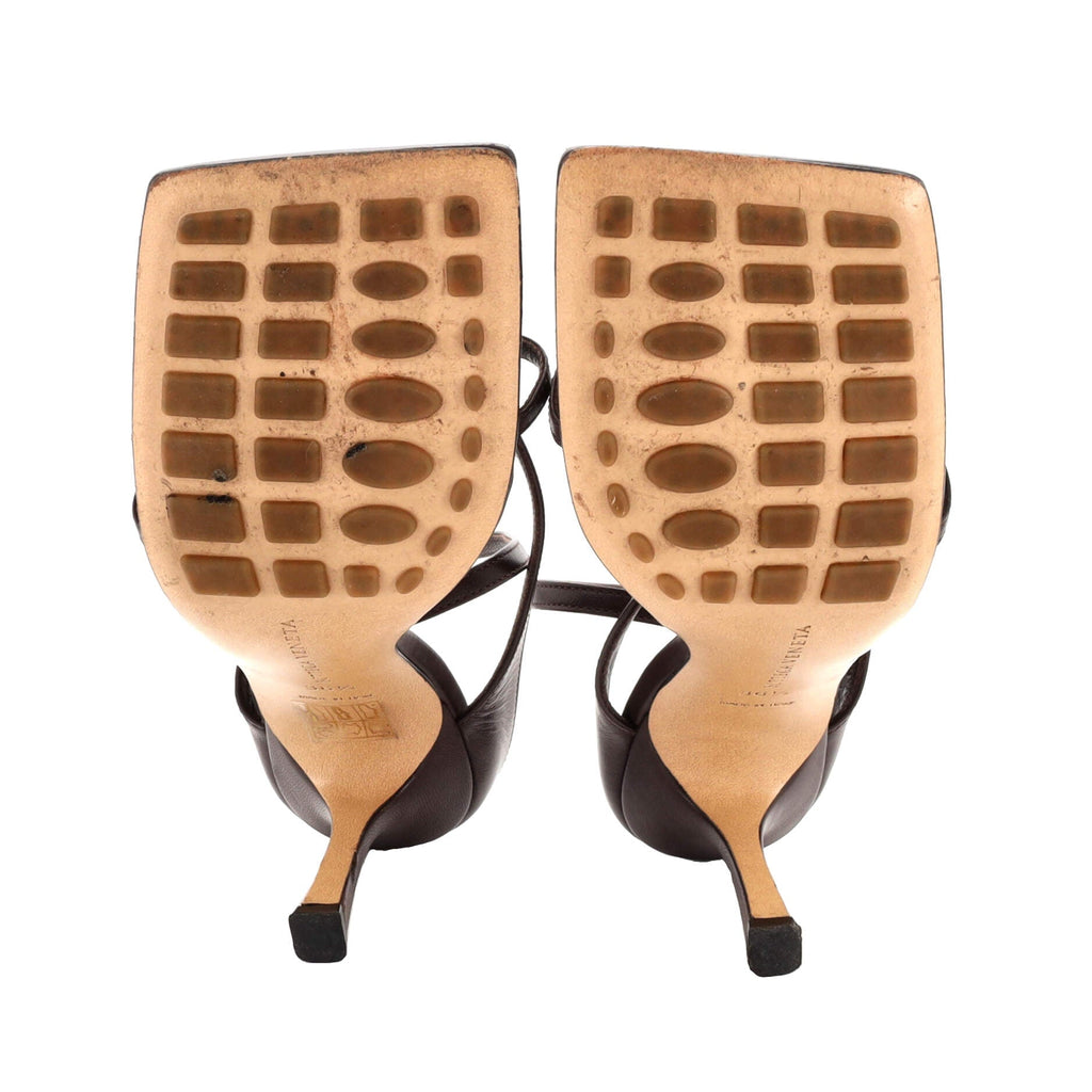 Women's Stretch Strap Heeled Sandals Leather