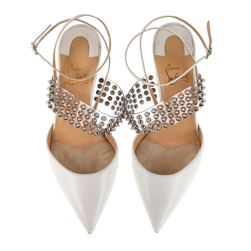 Women's Levita Pumps Lizard Embossed Leather and Spiked PVC 55