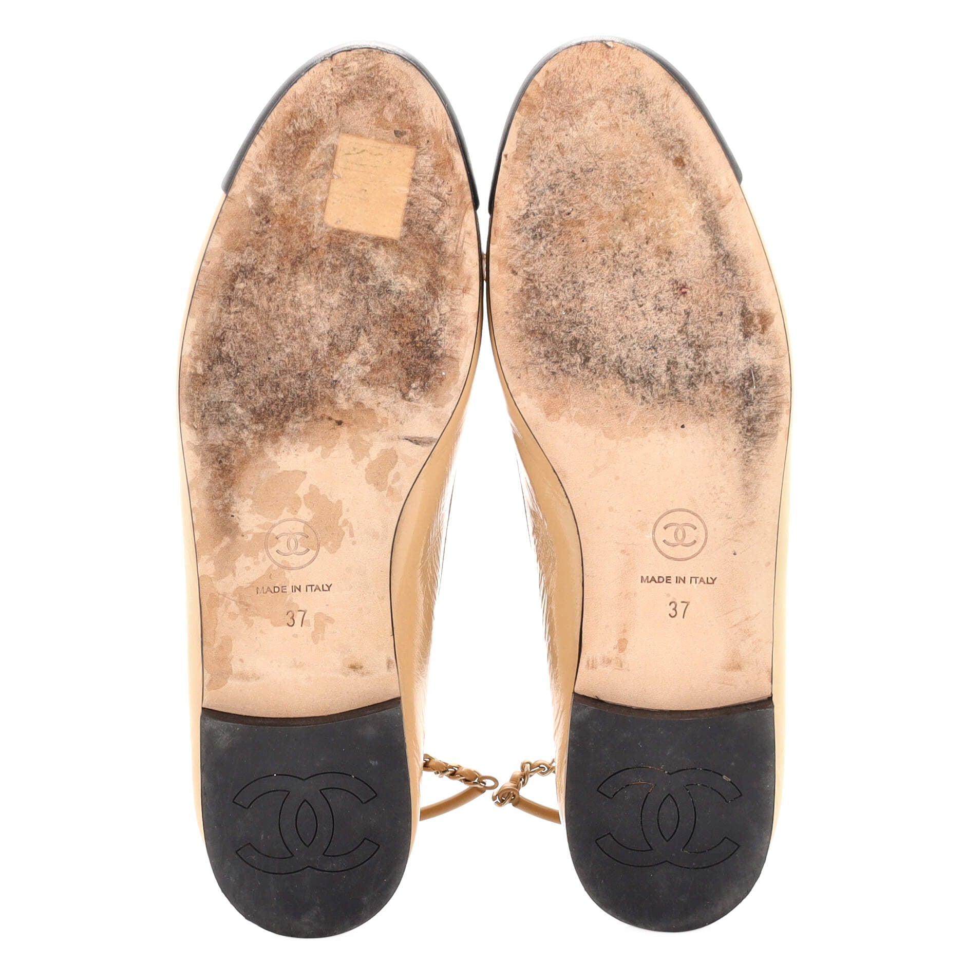 Women's Cap Toe Ankle Chain Ballerina Flats Leather