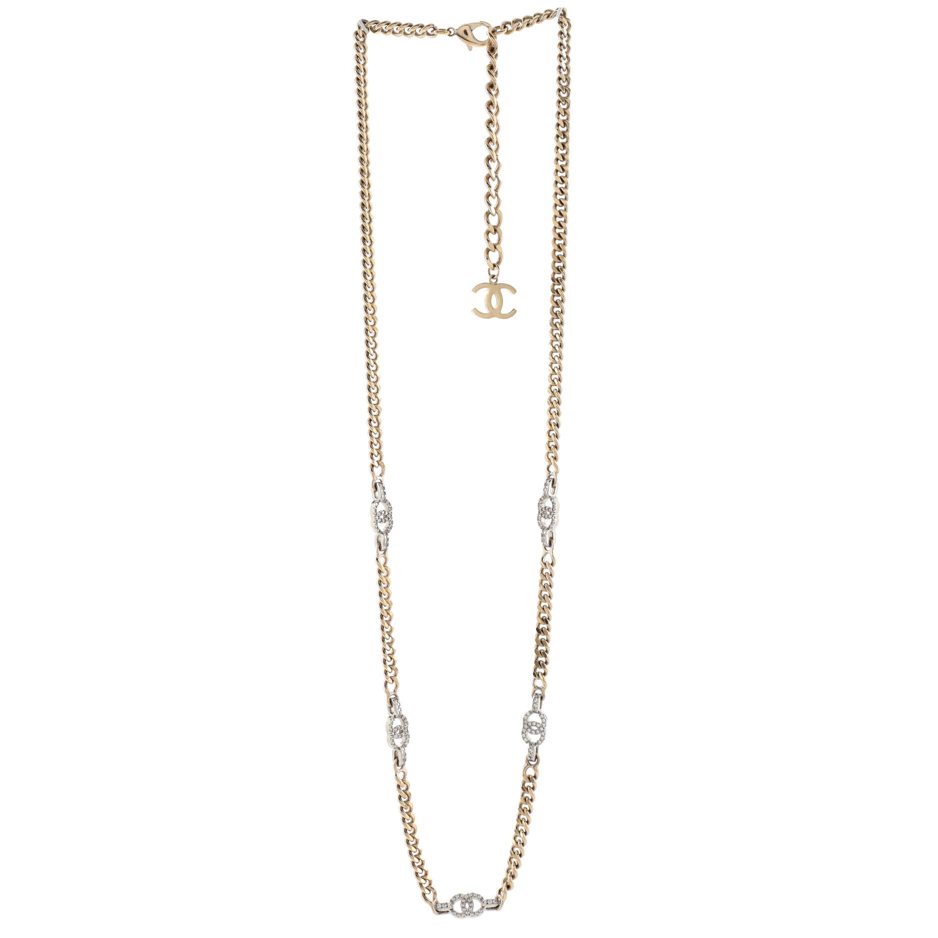 CC Station Chain Link Belt Ruthenium with Crystals 75