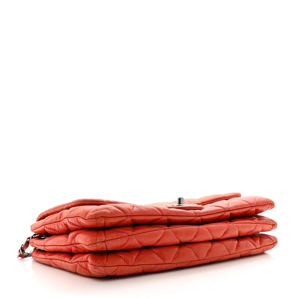 Lambskin Quilted Chanel 3 Accordion Flap Bag Red
