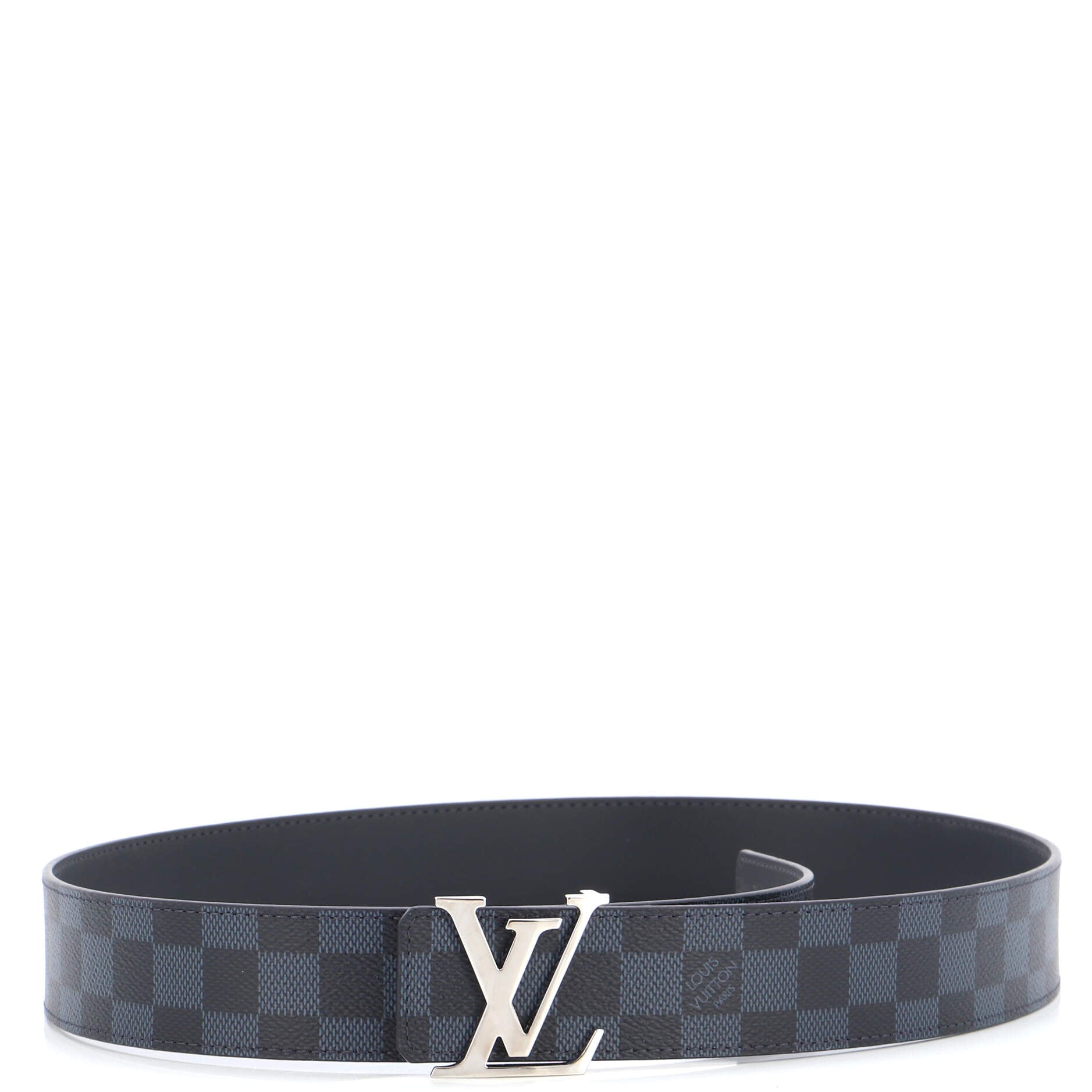LV Initiales Reversible Belt Damier Cobalt and Leather Wide 95