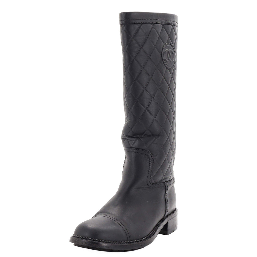 Women's CC Cap Toe Boots Quilted Leather