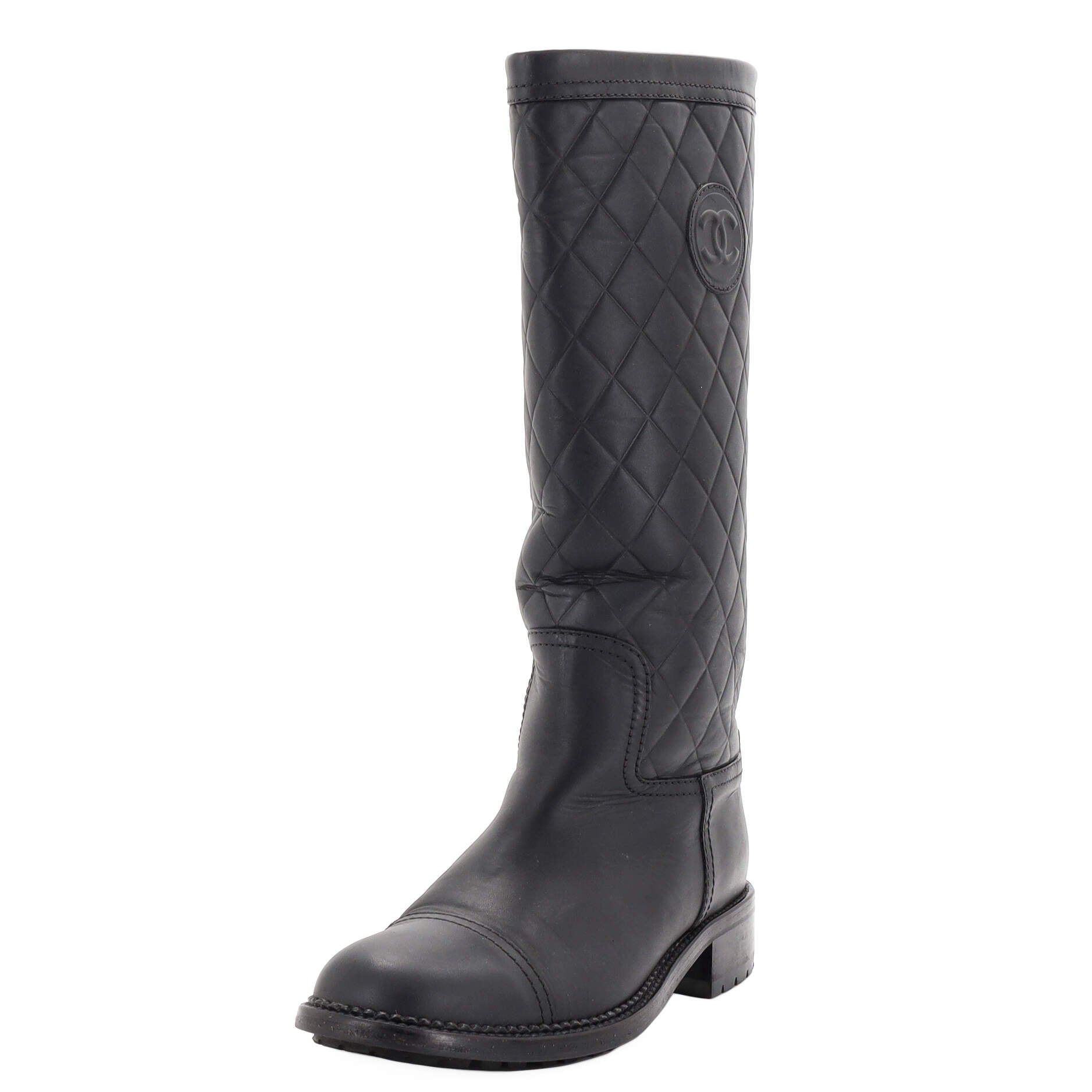 Women's CC Cap Toe Boots Quilted Leather