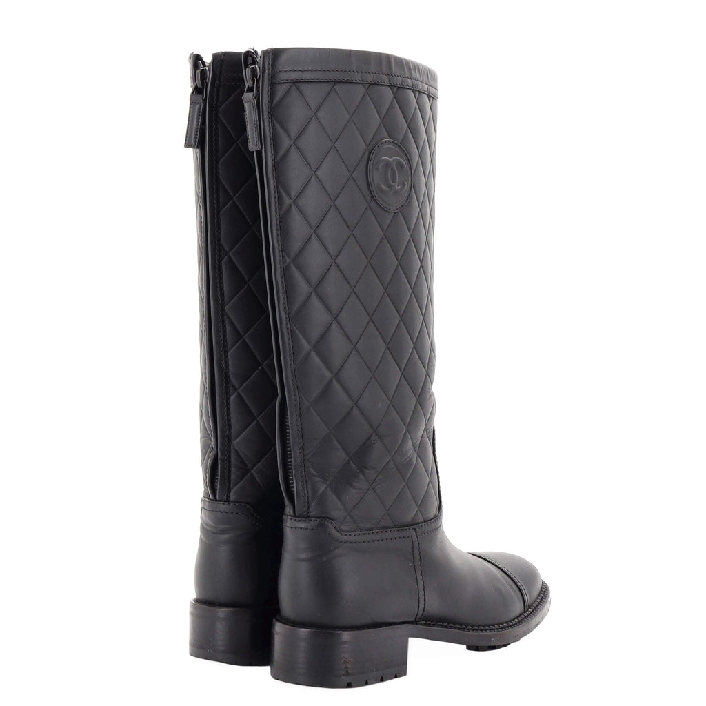 Women's CC Cap Toe Boots Quilted Leather