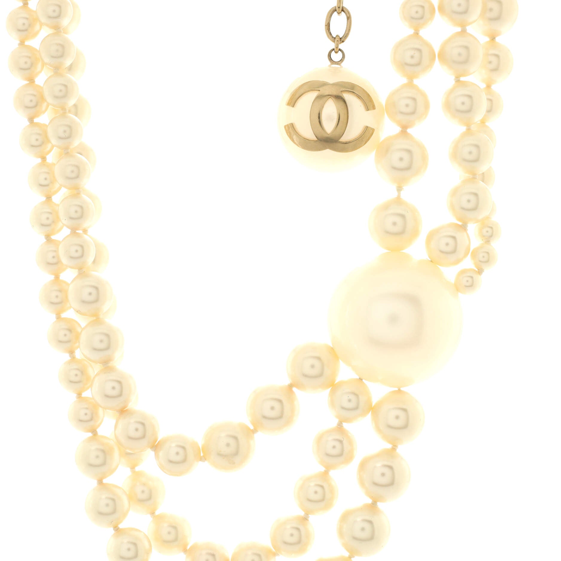 CC Giant Pearl Multi Strand Necklace Faux Pearls