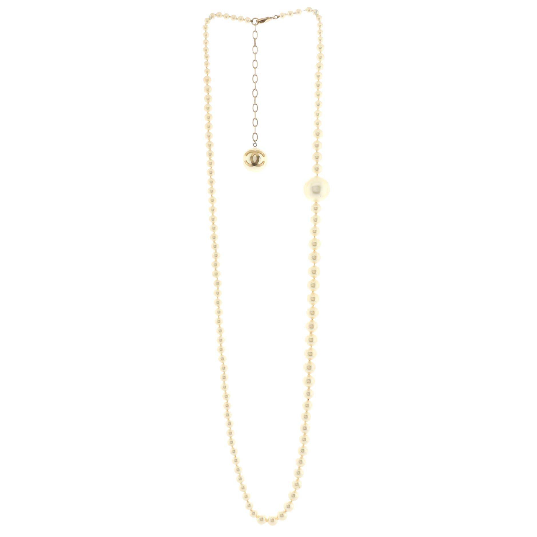 CC Giant Pearl Strand Necklace Faux Pearls