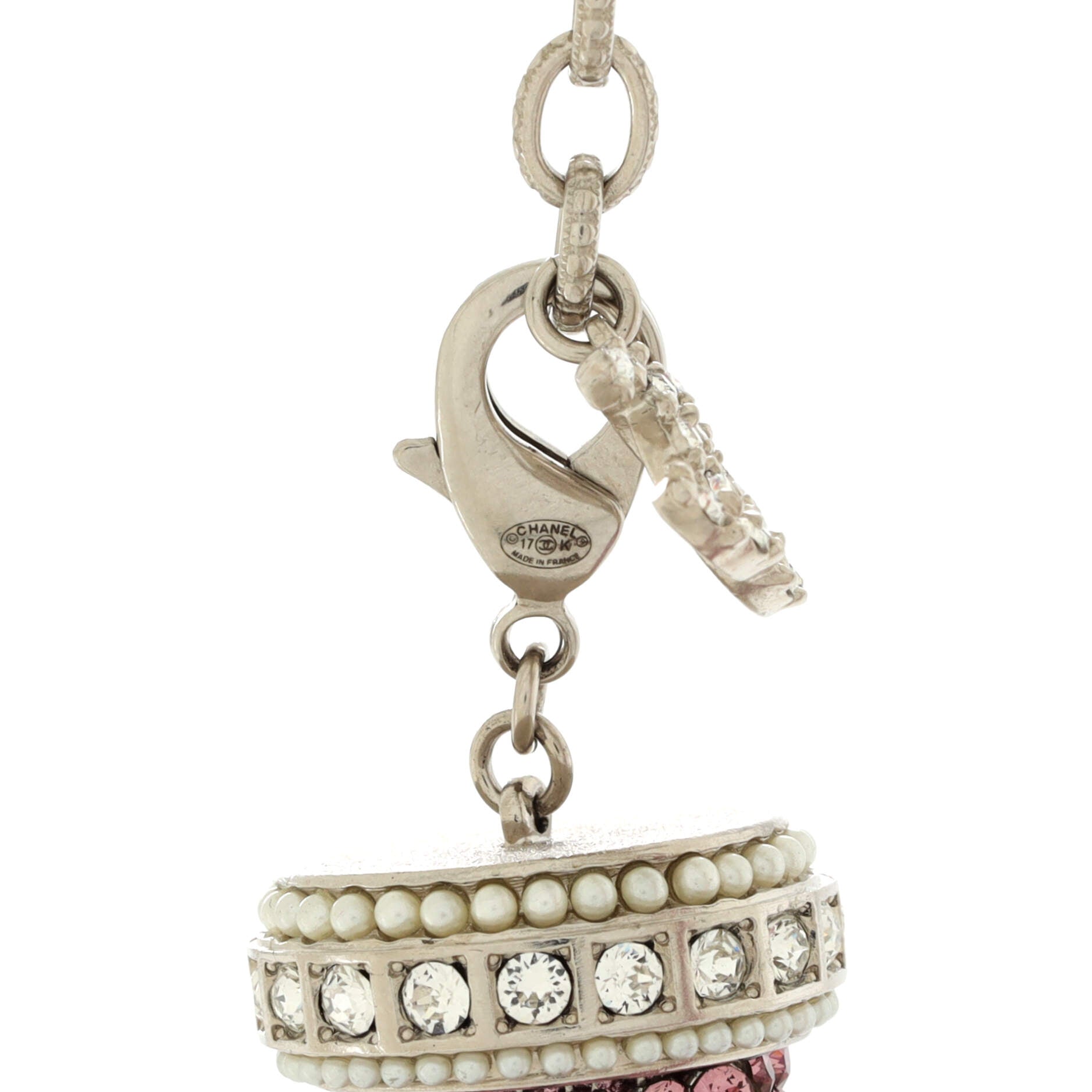 CC Choker Necklace Metal with Crystals and Faux Pearls